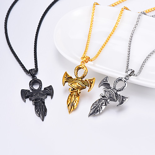 

Men's Pendant Necklace Classic franco chain Cross Eye of Horus Classic Fashion scottish egyptian Stainless Steel Black Gold Silver 55 cm Necklace Jewelry 1pc For Gift Daily