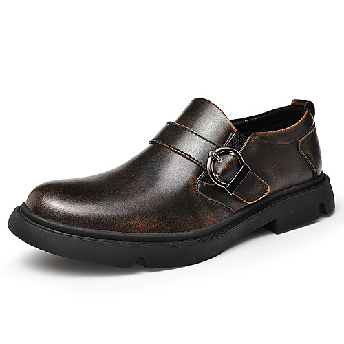 

Men's Fall / Spring & Summer Casual / British Daily Party & Evening Oxfords Cowhide Breathable Non-slipping Wear Proof Dark Brown / Black