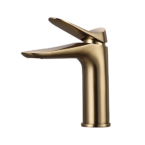 

Bathroom Sink Faucet - Widespread Brushed Gold Centerset Single Handle One HoleBath Taps