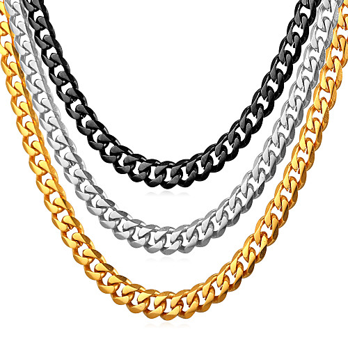 

Men's Chain Necklace Cuban Link Mariner Chain Fashion Hip Hop Stainless Steel Black Gold Silver 55 cm Necklace Jewelry 1pc For Gift Daily