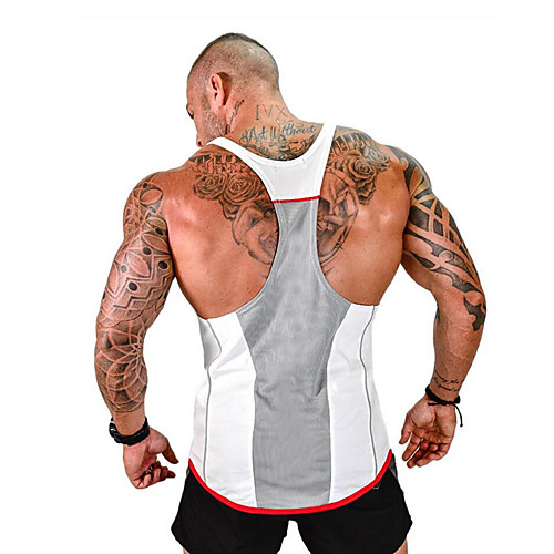 

Men's Patchwork Running Tank Top Running Fitness Breathable Soft Sportswear Vest / Gilet Sleeveless Activewear Micro-elastic