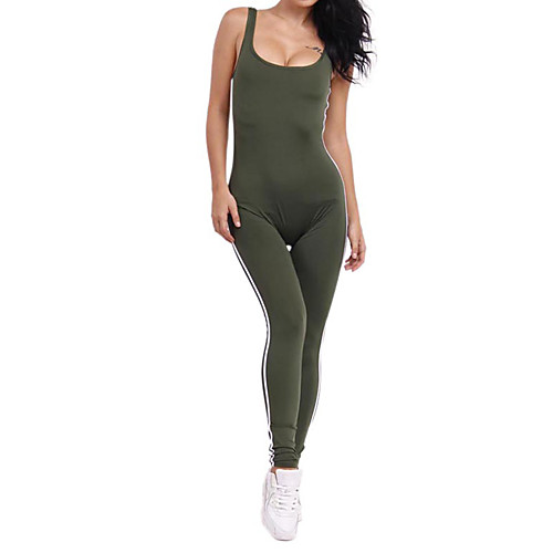 

Women's Open Back Patchwork Workout Jumpsuit Color Block Yoga Fitness Gym Workout Bodysuit Sleeveless Activewear Breathable Moisture Wicking Quick Dry Butt Lift High Elasticity Slim