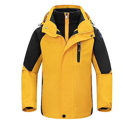 

Boys' Girls' Hiking Jacket Hiking 3-in-1 Jackets Winter Outdoor Patchwork Waterproof Windproof Warm Comfortable Jacket Top Camping / Hiking / Caving Traveling Yellow Fuchsia Blue Green / Kid's