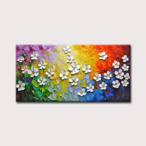 

Oil Painting Hand Painted Horizontal Abstract Floral / Botanical Modern Rolled Canvas (No Frame)