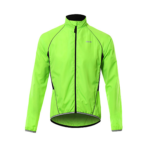 

Arsuxeo Men's Long Sleeve Cycling Jacket Winter Polyester Green Bike Top Mountain Bike MTB Windproof Reflective Strips Sports Clothing Apparel