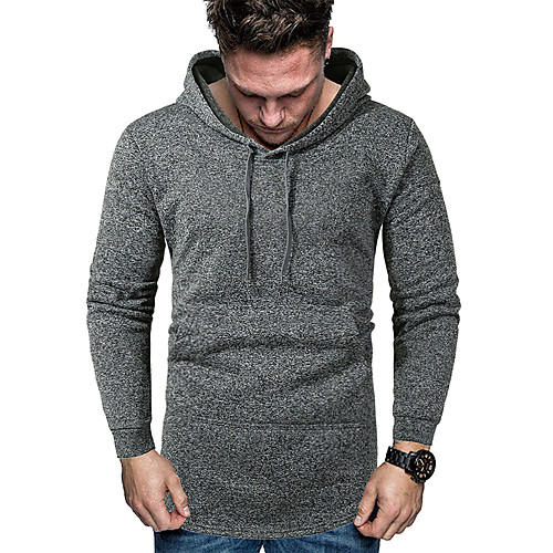 

Men's Pullover Hoodie Sweatshirt Solid Color Hooded Daily Going out Other Prints Casual Hoodies Sweatshirts Black Blue Light gray