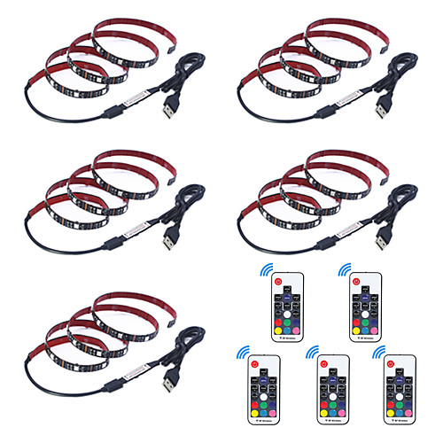 

1m Flexible LED Strip Lights RGB Tiktok Lights Remote Controls 30 LEDs SMD5050 17-Key Remote Controller 5pcs Multi Color Creative USB Party 5 V