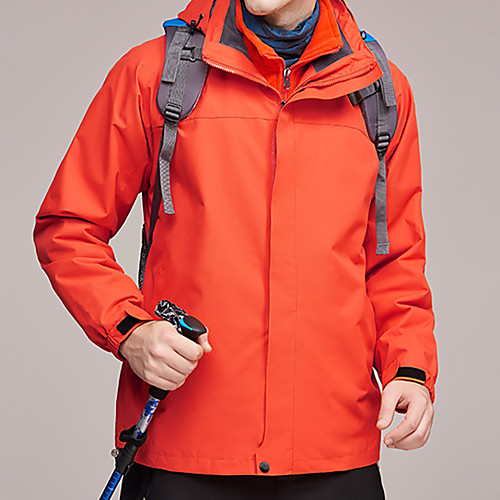 

Men's Hiking Jacket Hiking 3-in-1 Jackets Winter Outdoor Solid Color Waterproof Windproof Warm Soft Jacket Top Ski / Snowboard Camping / Hiking / Caving Traveling Black Red Blue Orange