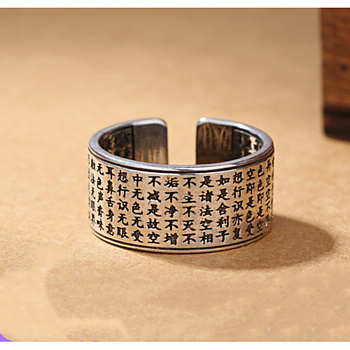 

Vintage tricolor Silver Plated Opening Rings Tibetan Bible Men Rings Fashion 925 Jewelry Black Auger Thai Silver Ring 23mm