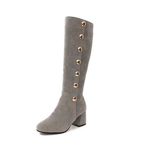 

Women's Boots Low Heel Round Toe Suede Mid-Calf Boots Fall & Winter Black / Brown / Gray