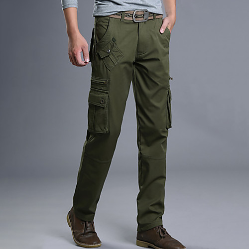 

Men's Hiking Pants Trousers Hiking Cargo Pants Solid Color Winter Outdoor Warm Soft Comfortable Multi-Pocket Cotton Pants / Trousers Bottoms Black Army Green Khaki Camping / Hiking / Caving Traveling