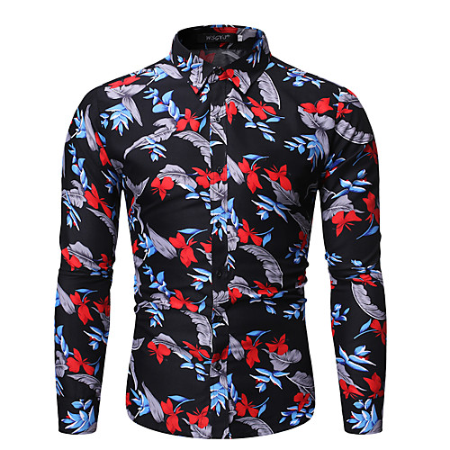 

Men's Shirt Other Prints Graphic Long Sleeve Daily Tops Black Wine