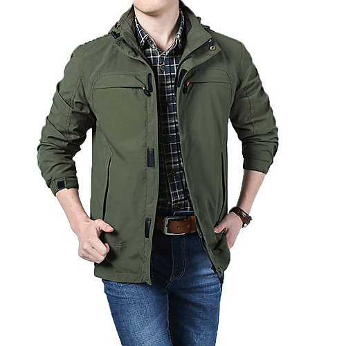 

Men's Hoodie Jacket Hiking Jacket Winter Outdoor Solid Color Waterproof Windproof Breathable Warm Jacket Top Climbing Camping / Hiking / Caving Traveling Army Green Khaki Dark Blue