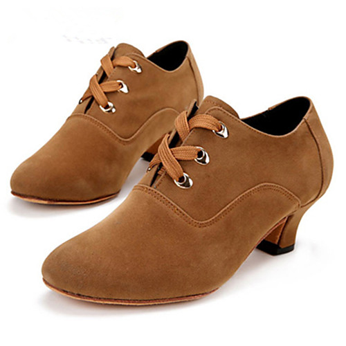 

Women's Dance Shoes Suede Jazz Shoes Heel Cuban Heel Customizable Brown / Black / Red