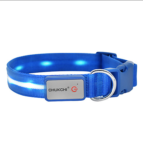 

Dog Collar Ornaments Reflective Band Light Up Collar Adjustable Size Wearable Rechargeable LCD Display Solid LED Lights Flashing Solid Colored Polyester Terylene Luminescent Purple Red Blue Pink