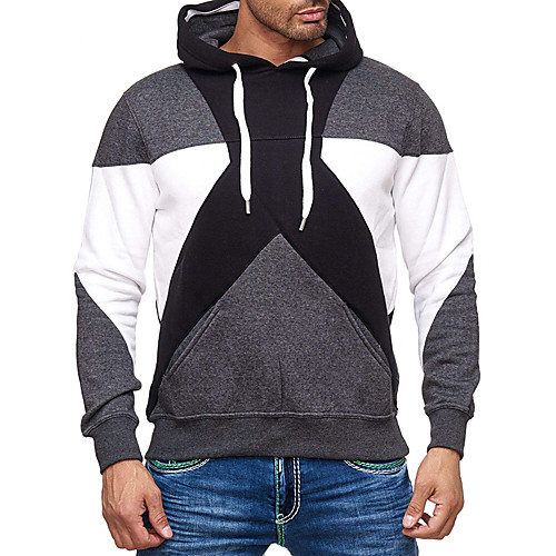 

Men's Pullover Hoodie Sweatshirt Color Block Daily Going out non-printing Casual Hoodies Sweatshirts Light gray Dark Gray