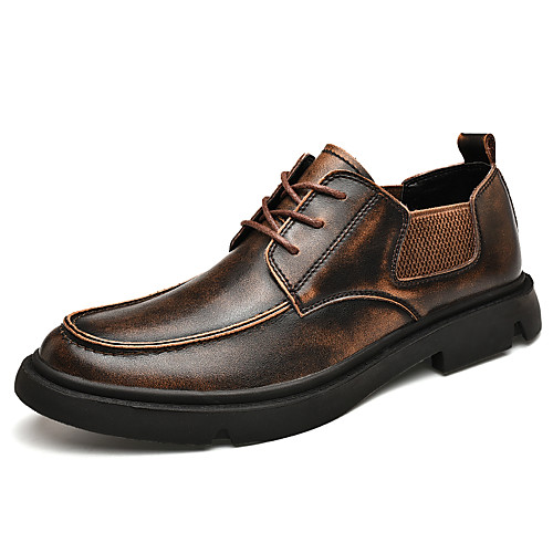 

Men's Oxfords Casual British Wedding Party & Evening Walking Shoes Nappa Leather Non-slipping Dark Brown Black Fall Spring