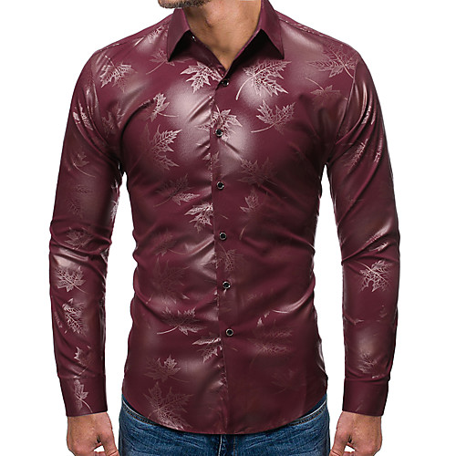 

Men's Shirt Other Prints Graphic Long Sleeve Daily Tops Black Wine Navy Blue