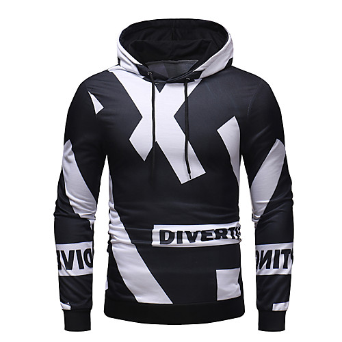 

Men's Pullover Hoodie Sweatshirt Striped Hooded Work Casual Hoodies Sweatshirts Long Sleeve Slim Black