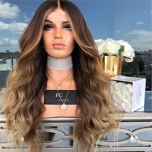 

Synthetic Wig Body Wave Middle Part Wig Blonde Long Light Blonde Synthetic Hair 26 inch Women's Women Blonde