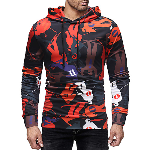 

Men's Hoodie Graphic Hooded Daily Going out Basic Casual Hoodies Sweatshirts Black