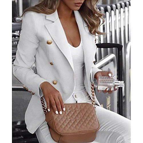 

Women's Blazer Notch Lapel Polyester Black / White / Blue