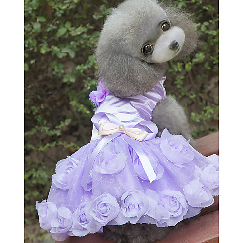 

Dogs Dress Dog Clothes Purple Fuchsia Costume Polyster Floral / Botanical Wedding XS S M L XL XXL