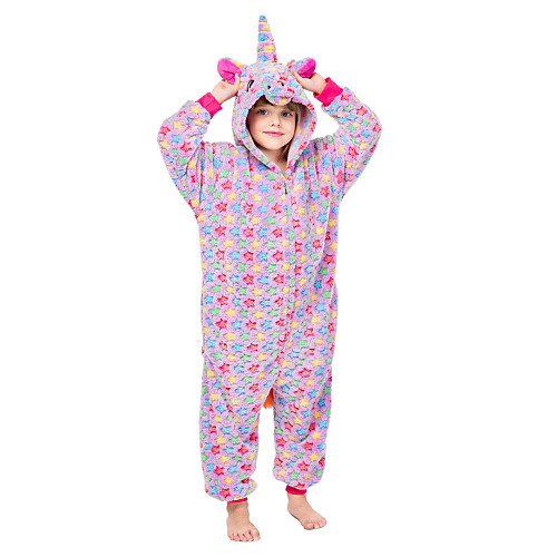 

Kid's Elementary Kigurumi Pajamas Unicorn Onesie Pajamas Flannel polyester fibre Purple Cosplay For Boys and Girls Animal Sleepwear Cartoon Festival / Holiday Costumes / Leotard / Onesie