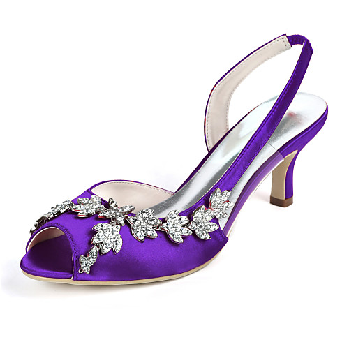 

Women's Wedding Shoes Glitter Crystal Sequined Jeweled Stiletto Heel Peep Toe Rhinestone Satin Minimalism Fall / Spring & Summer Purple / Red / Dark Purple / Party & Evening