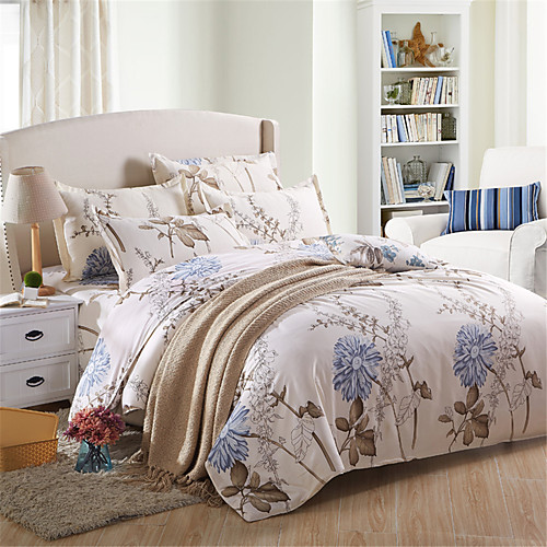 

Duvet Cover Sets Solid Colored / Floral Polyster Printed 4 PieceBedding Sets