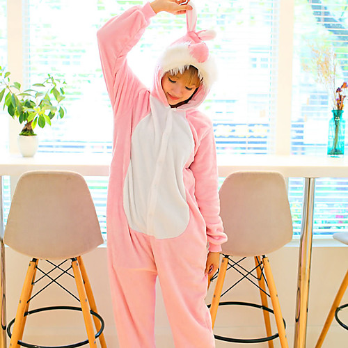 

Adults' Kigurumi Pajamas Rabbit Bunny Onesie Pajamas Flannelette Pink Cosplay For Men and Women Animal Sleepwear Cartoon Festival / Holiday Costumes