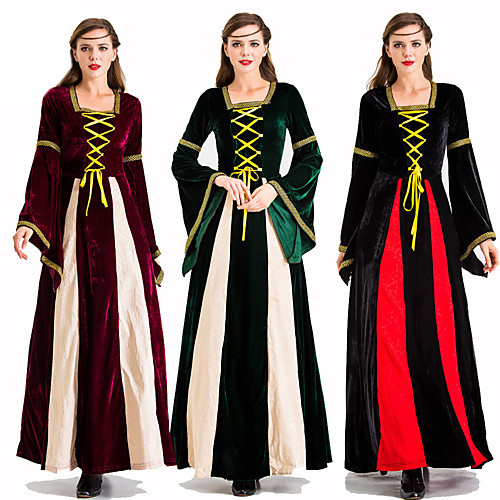 

Princess Outlander Retro Vintage Medieval Vacation Dress Dress Masquerade Prom Dress Women's Costume Black / Red / Green Vintage Cosplay Party Halloween Festival Long Sleeve Ankle Length Princess