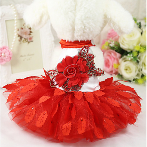 

Dogs Dress Dog Clothes Red Costume Polyster Floral / Botanical Wedding XS S M L XL XXL