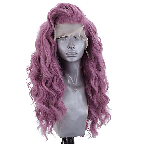 

Synthetic Lace Front Wig Wavy Side Part Lace Front Wig Long Purple Synthetic Hair 18-26 inch Women's Adjustable Heat Resistant Party Purple