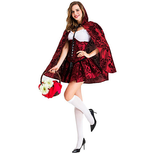 

Little Red Riding Hood Dress Cosplay Costume Cloak Party Costume Adults' Women's Cosplay Vacation Dress Halloween Halloween Festival / Holiday Cotton / Polyester Blend Red Women's Easy Carnival