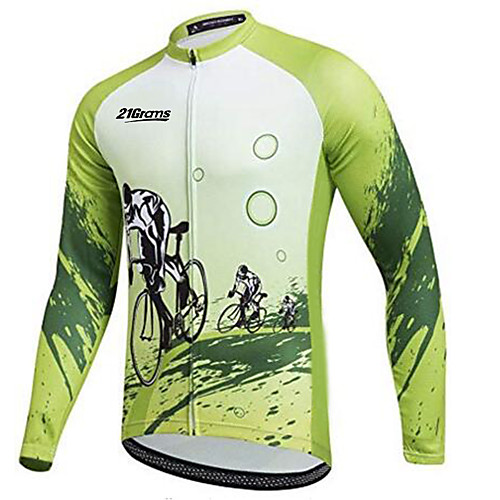 

21Grams Men's Long Sleeve Cycling Jersey Winter Army Green Bike Jersey Top Mountain Bike MTB Road Bike Cycling Thermal / Warm UV Resistant Breathable Sports Clothing Apparel / Stretchy / Quick Dry