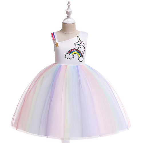 

Unicorn Dress Cosplay Costume Masquerade Girls' Movie Cosplay A-Line Slip Cosplay Halloween Purple / Yellow Dress Halloween Children's Day Masquerade Tulle Poly / Cotton Blend