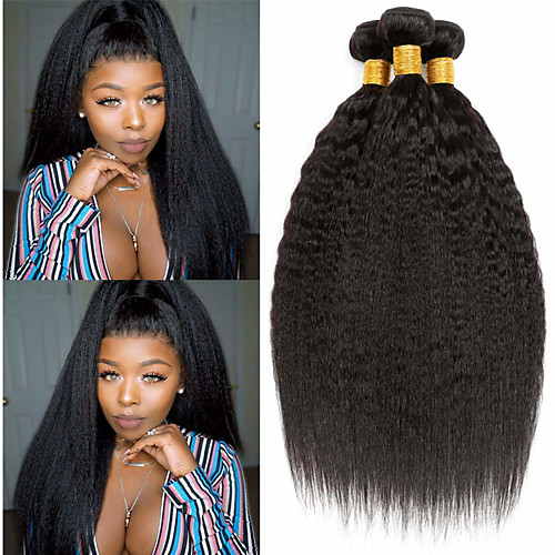 

3 Bundles Brazilian Hair kinky Straight Human Hair 300 g Natural Color Hair Weaves / Hair Bulk Bundle Hair Human Hair Extensions 8-28 inch Natural Color Human Hair Weaves Extention Best Quality Hot