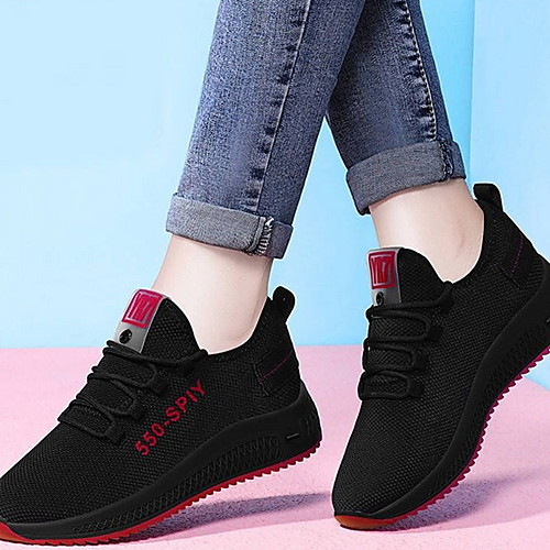

Women's Athletic Shoes Flat Heel Round Toe PU Running Shoes Spring & Summer Black / Red / Purple