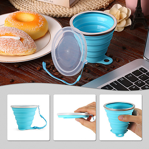 

Cup 270 ml Silicon Food Grade Material Portable Foldable Concealment for Casual Outdoor Exercise Traveling 1 pcs White Orange Blue Coffee