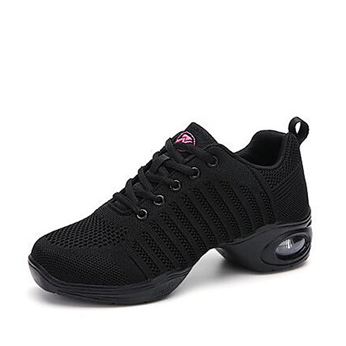

Women's Dance Shoes Knit Dance Sneakers Sneaker Thick Heel Customizable Black / White