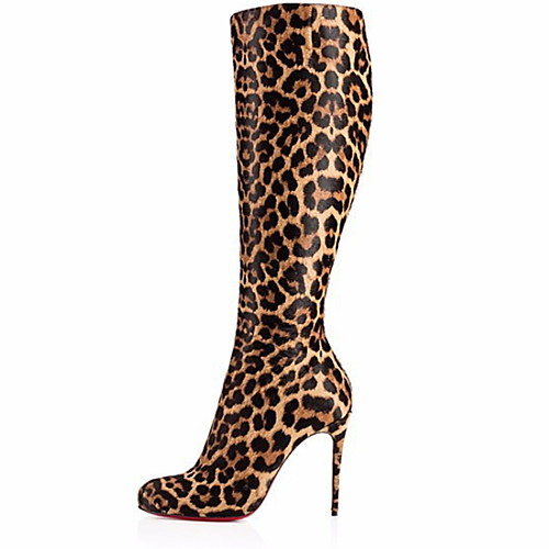 

Women's Boots Knee High Boots Animal Print Plus Size Stiletto Heel Round Toe Knee High Boots Daily Suede Leopard Black