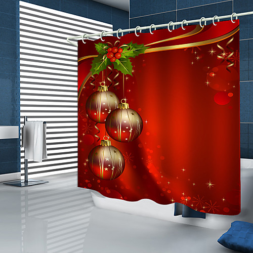 

Christmas Shower Curtains & Hooks Modern Polyester Trend Design