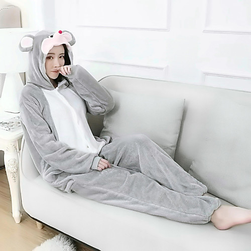 

Kid's Adults' Kigurumi Pajamas Mouse Onesie Pajamas Flannelette Gray Cosplay For Men and Women Boys and Girls Animal Sleepwear Cartoon Festival / Holiday Costumes