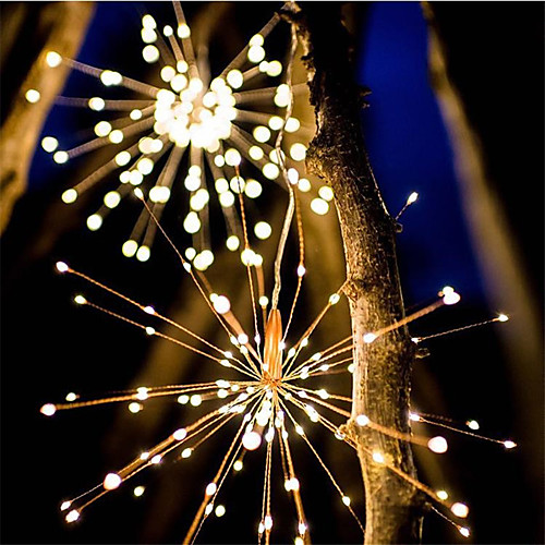 

1X IP65 Waterproof 40 Branches 200LED Solar Power Hanging Starburst Lights LED Fireworks lamp LED Broom Copper Wire Warm White Lantern Creative Party Festival Decor