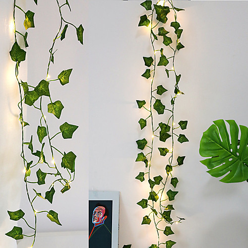 

4X 2M Artificial Plants Led Fairy String Light Creeper Green Leaf Ivy Vine Lights For Home Wedding Decor Lamp DIY Hanging Garden Yard Decor Lighting (come without battery)