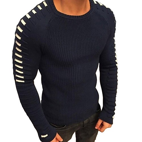 

Men's Striped Long Sleeve Pullover Sweater Jumper, Round Neck Black / White / Army Green US32 / UK32 / EU40 / US34 / UK34 / EU42 / US36 / UK36 / EU44