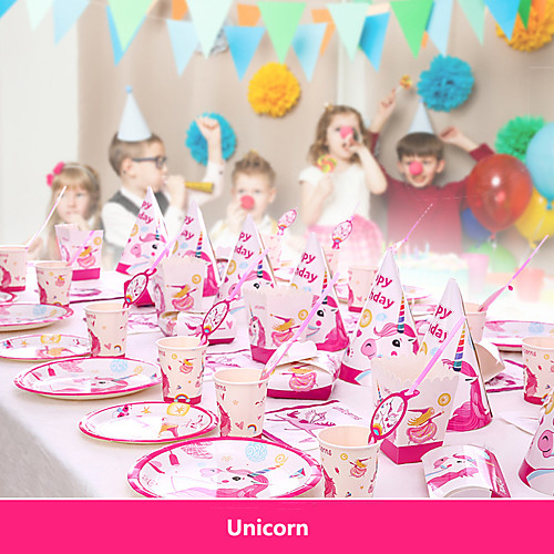 

Baby Shower Birthday Party Unicorn Theme Party Decoration Supplies Unicorn Paper Cup Plate Tableware Supplies