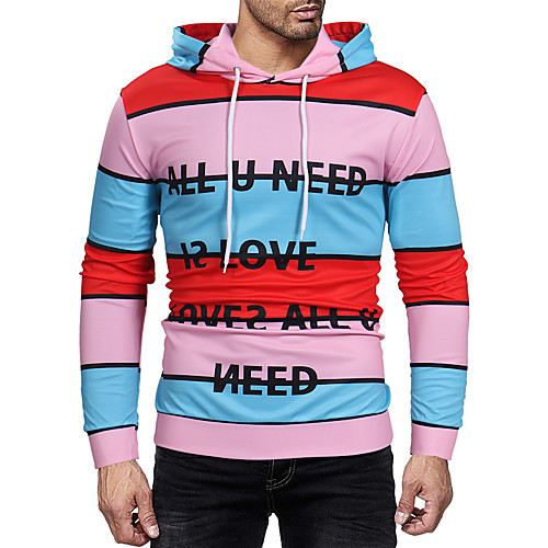 

Men's Hoodie Striped Graphic Daily Going out Basic Casual Hoodies Sweatshirts Rainbow