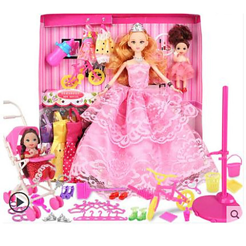 

Doll Dress For Barbiedoll Solid Color Lace Dress For Girl's Doll Toy